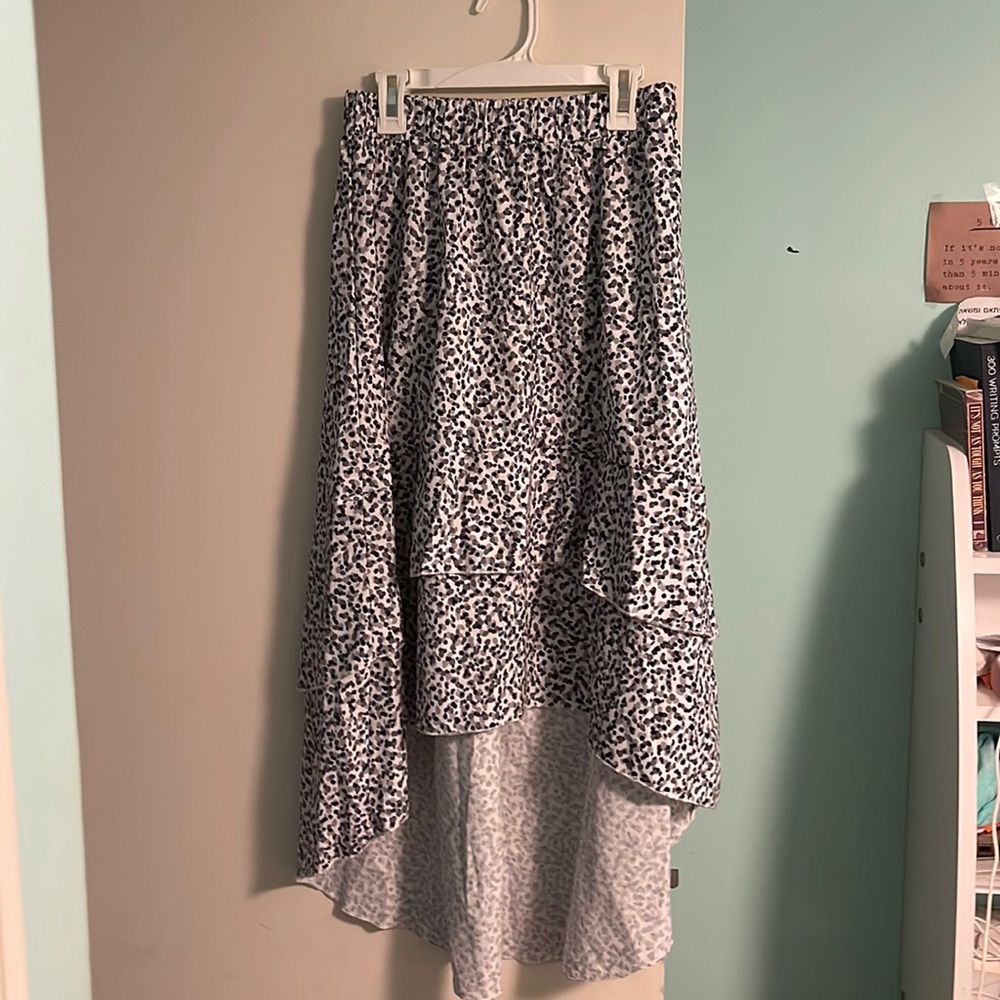 All over print ruffle hem skirt
